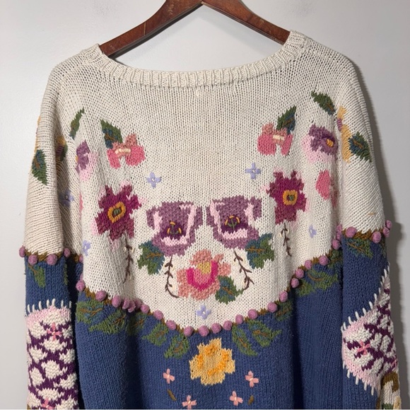 Vintage Bronte Knitted by Hand Cottagecore Granny Floral Sweater Size Large - Picture 8 of 16